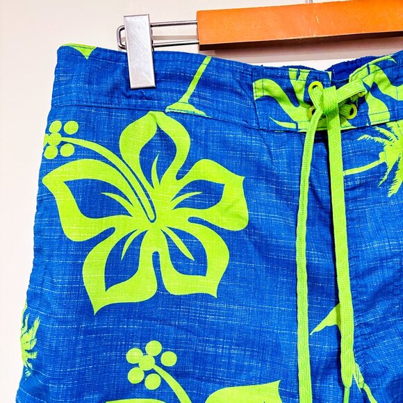 FIREFLY Blue & green floral swim shorts men | Large * - Picture 3 of 7